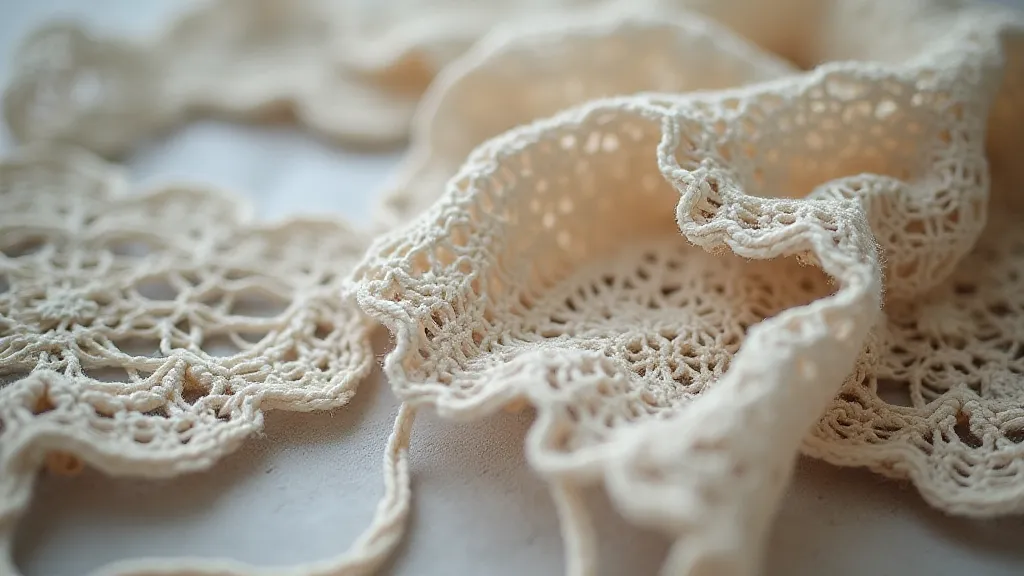 Close-up of antique bobbin lace