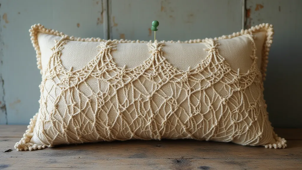 Antique bobbin lace pillow with a lace design