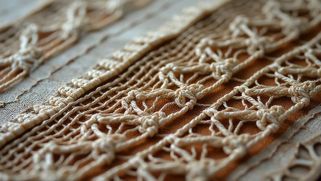 Close-up texture of antique bobbin lace
