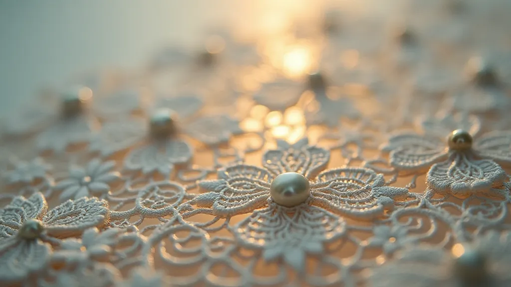 Close-up of antique bobbin lace floral pattern