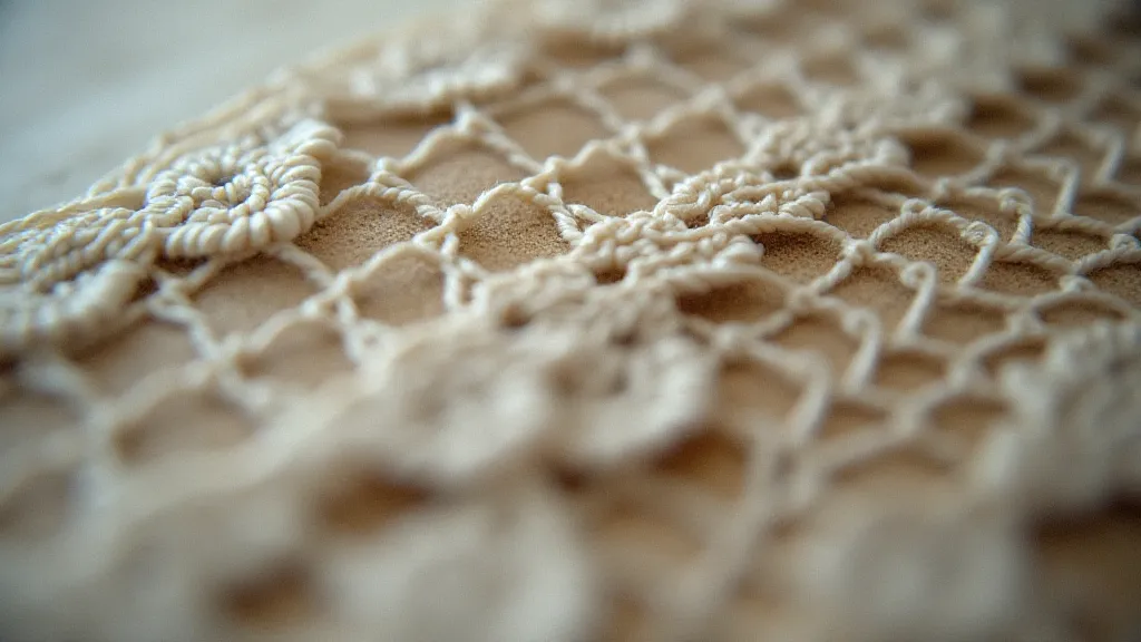Close-up of antique bobbin lace craftsmanship
