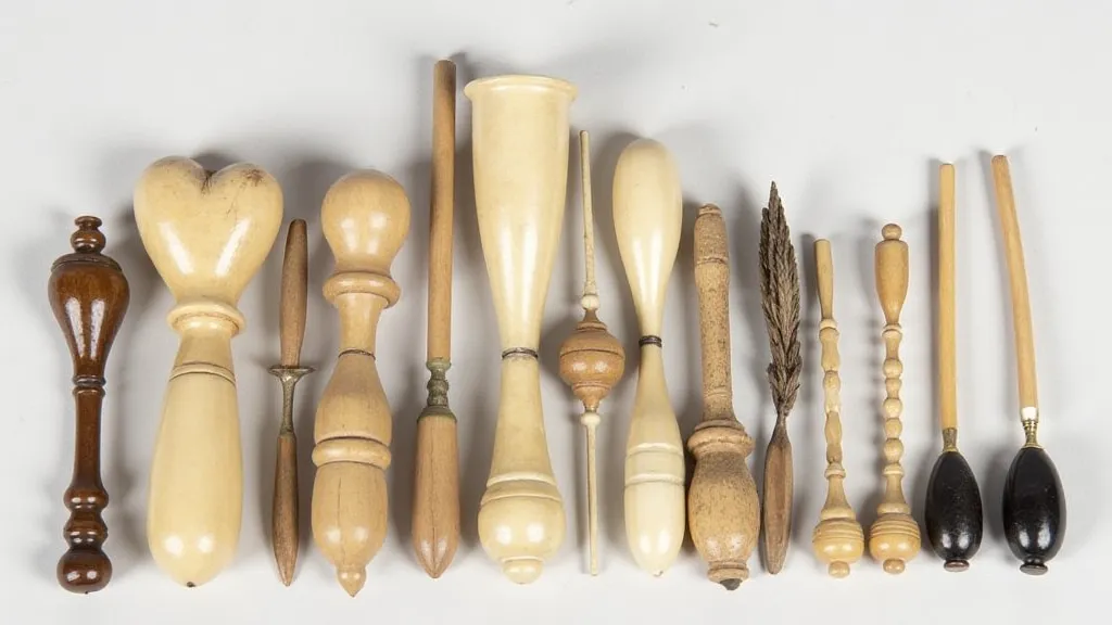 Antique bobbin lace bobbins collection