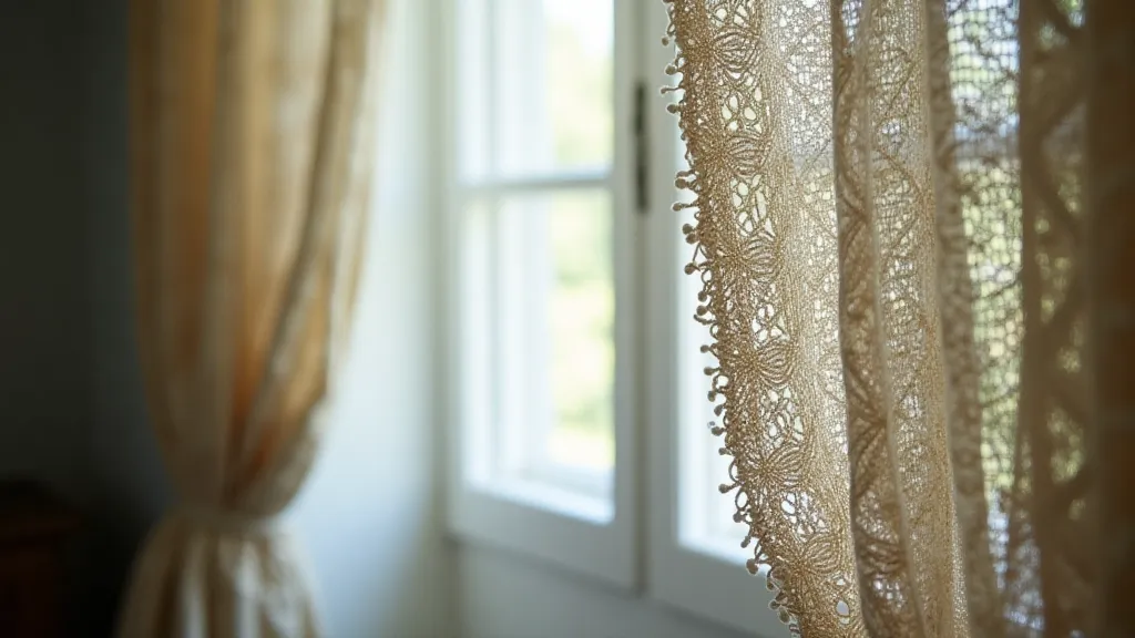 Antique bobbin lace curtains