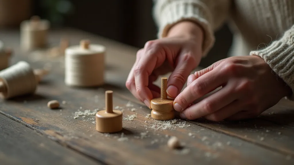 Hands working with bobbins and thread
