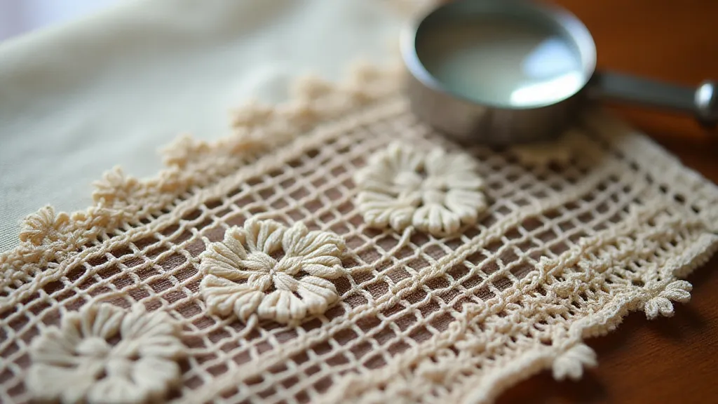 Close-up of antique bobbin lace