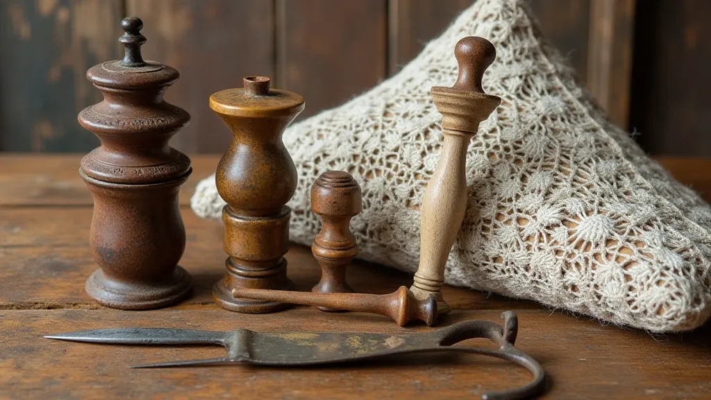 Antique lacemaking tools