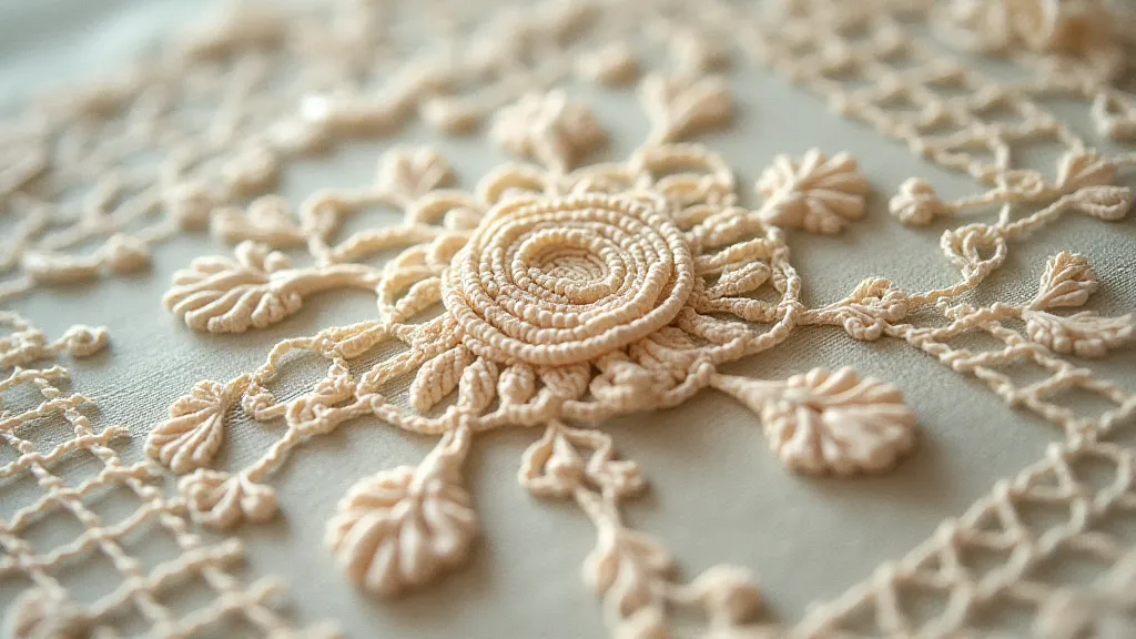 Antique bobbin lace with stylized rose pattern