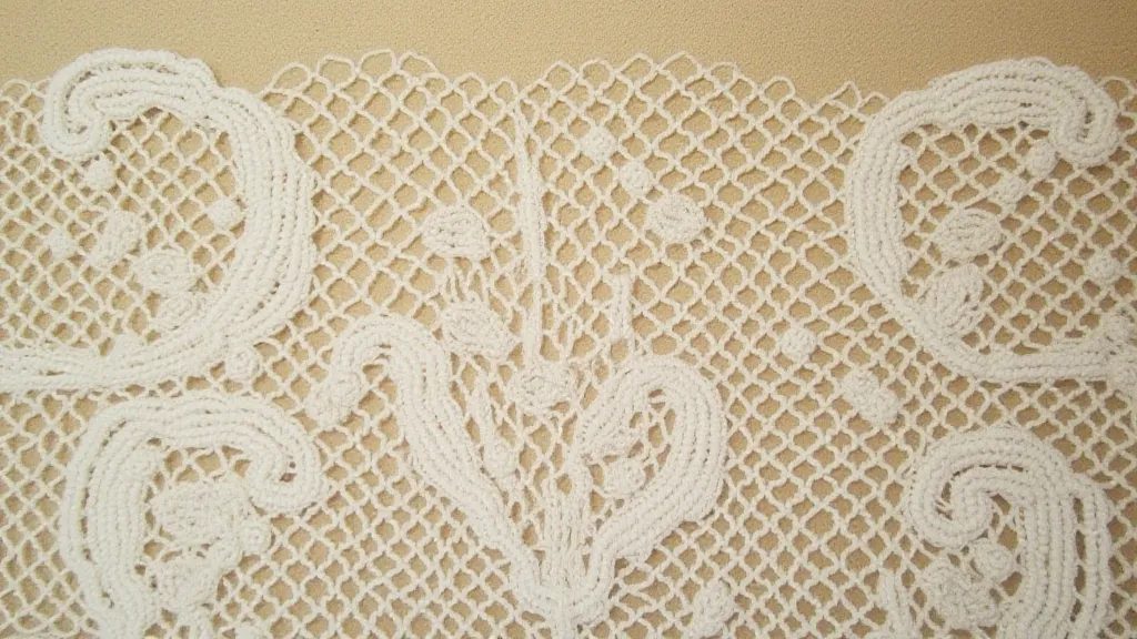 Antique bobbin lace showing signs of wear and age